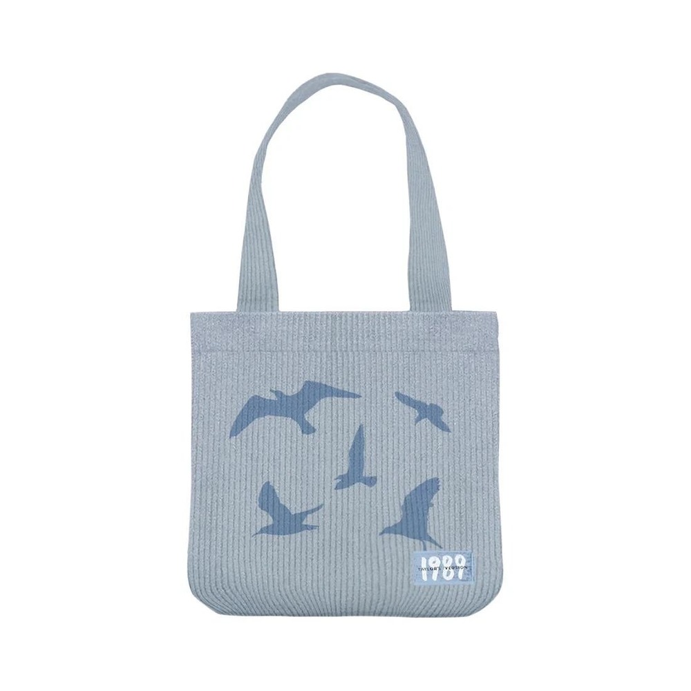 Taylor Swift 1989 Taylor's Version Blue Corduroy Seagull Tote Bag